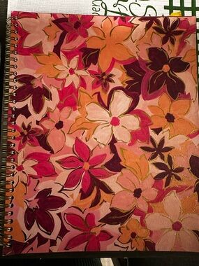 Papyrus Spiral Floral Notebook College Ruled Journal - Burgundy Pink Flowers